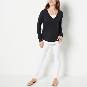 Isaac Mizrahi Live! Essentials Pima Cotton Layered Look Top